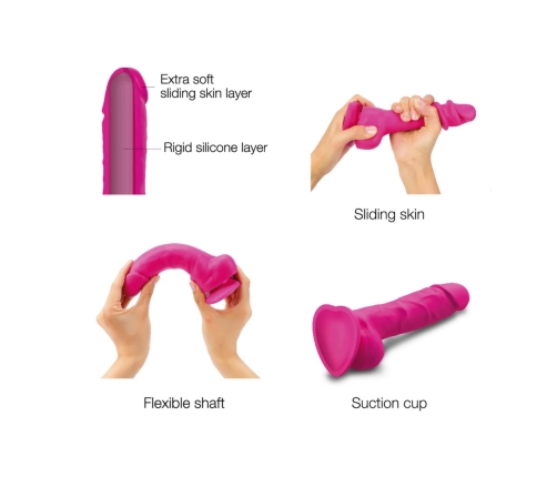 Strap-On-Me Sliding Skin Silicone Model Fuchsia L - Dual Density, Flexible