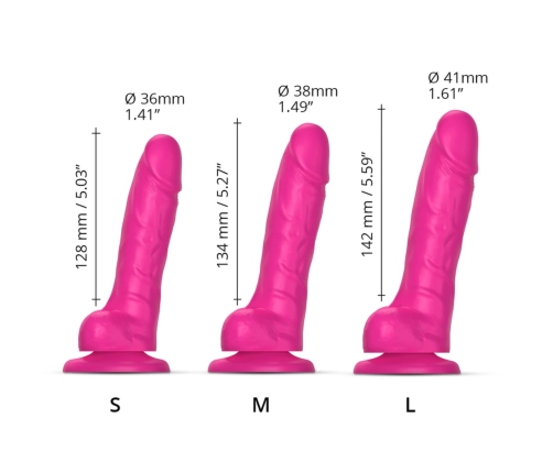 Strap-On-Me Sliding Skin Silicone Model Fuchsia L - Dual Density, Flexible