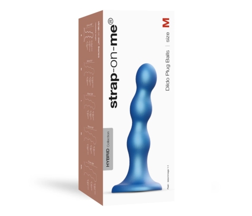 Strap-On-Me Dildo Plug Balls Metallic Blue M - Versatile Silicone Model