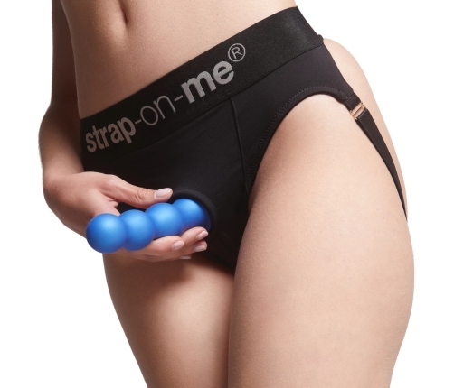 Strap-On-Me Dildo Plug Balls Metallic Blue M - Versatile Silicone Model