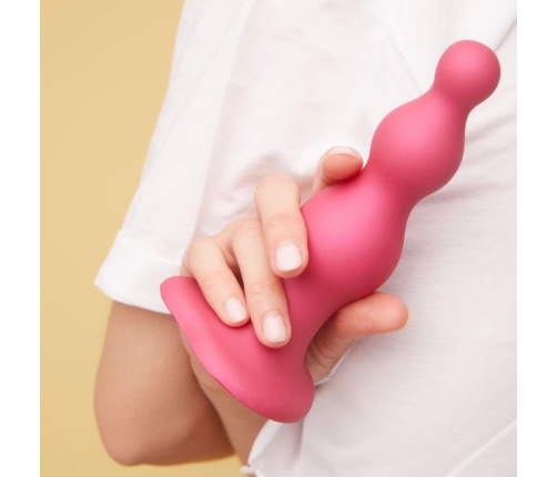 Strap-On-Me Dildo Plug Beads Metallic Raspberry Pink Medium