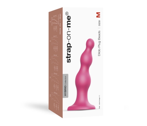 Strap-On-Me Dildo Plug Beads Metallic Raspberry Pink Medium