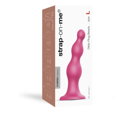 Strap-On-Me Dildo Plug Beads Metallic Raspberry Pink Size L