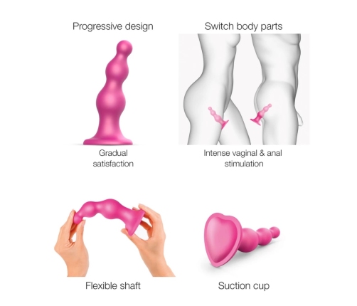 Strap-On-Me Dildo Plug Beads Metallic Raspberry Pink Size L