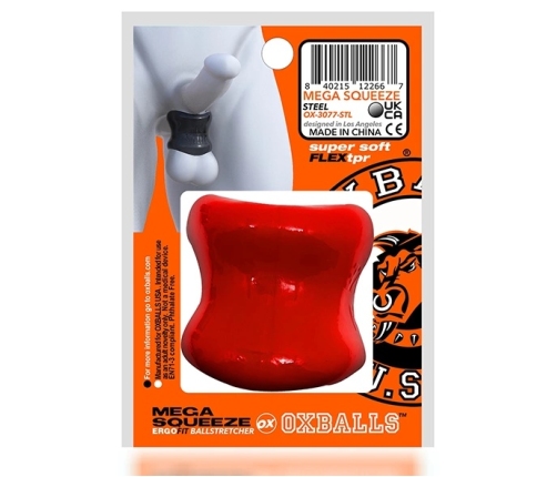 Oxballs Mega Squeeze Ergofit Ballstretcher Red Flexible Design 6cm