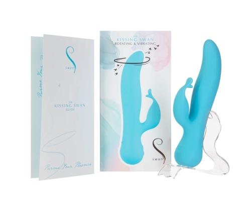 Swan The Kissing Swan Rotating Dual-Action Vibrator Blue Silicone 22cm