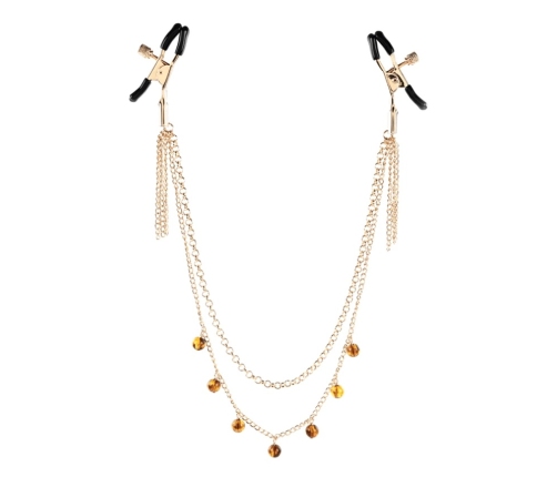 Sportsheets Amber Adjustable Gold-Plated Nipple Clamps with Beaded Chain