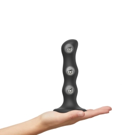 Strap-On-Me Dildo Geisha Ball Black M - Liquid Silicone, Rotating Beads