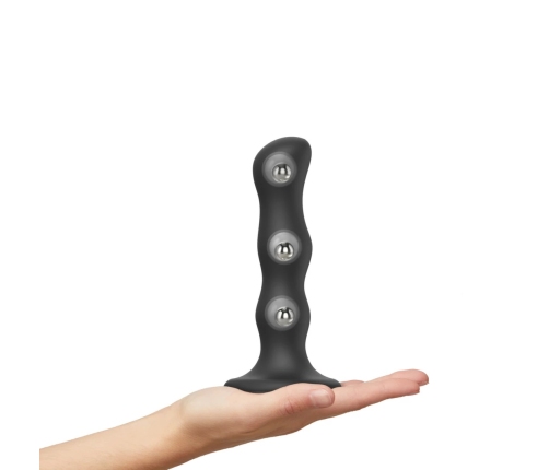 Strap-On-Me Dildo Geisha Ball Black M - Liquid Silicone, Rotating Beads