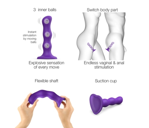 Strap-On-Me Geisha Ball Intimate System Purple M - 3 Rotating Beads