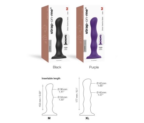 Strap-On-Me Geisha Ball Plug XL Purple - Hybrid Intimate System