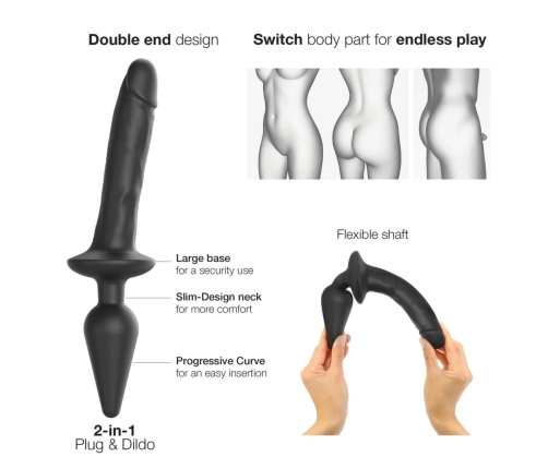 Strap-On-Me Switch Plug-In Black XXL Silicone Intimate Device