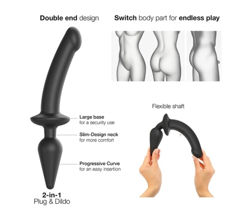 Strap-On-Me Switch Plug-In Semi-Realistic Intimate System Black L