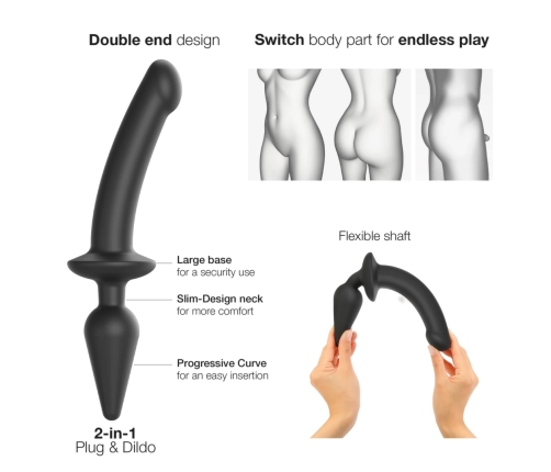 Strap-On-Me Switch Plug-In Black XXL - Semi-Realistic Silicone Attachment