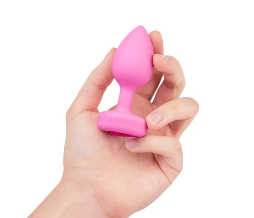 b-Vibe Vibrating Heart Plug S/M Pink - Remote Control, 15 Modes