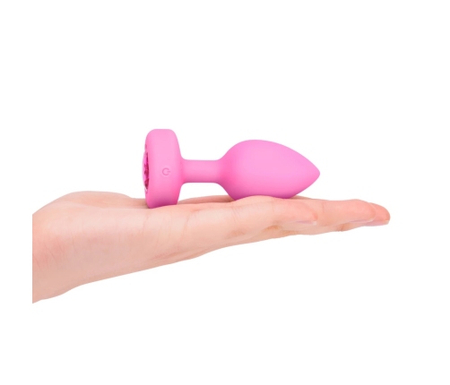 b-Vibe Vibrating Heart Plug S/M Pink - Remote Control, 15 Modes