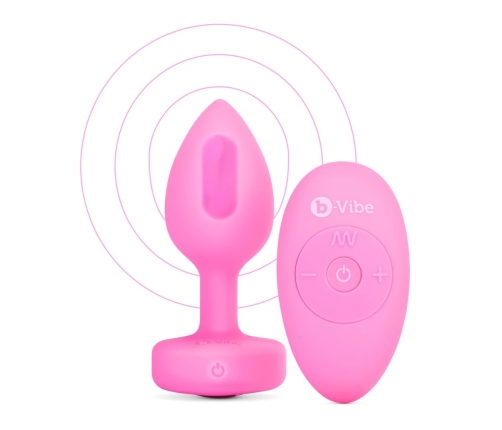 b-Vibe Vibrating Heart Plug S/M Pink - Remote Control, 15 Modes