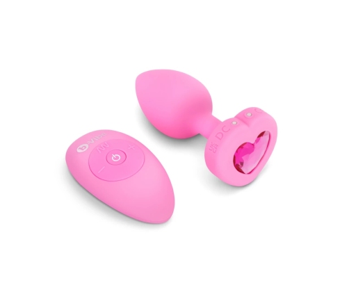 b-Vibe Vibrating Heart Plug S/M Pink - Remote Control, 15 Modes