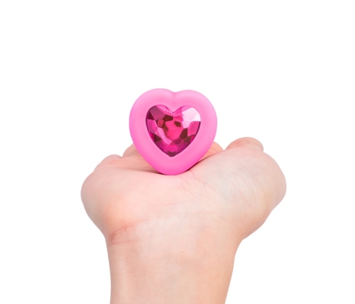 b-Vibe Vibrating Heart Plug S/M Pink - Remote Control, 15 Modes