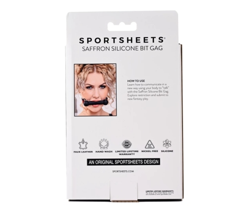 Sportsheets Saffron Silicone Bit Gag Adjustable Vegan Leather Strap