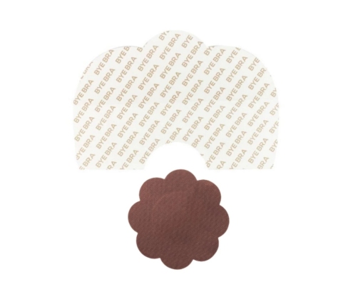 Bye Bra - Breast Lift Tape + Satin Nipple Covers Brown D-F