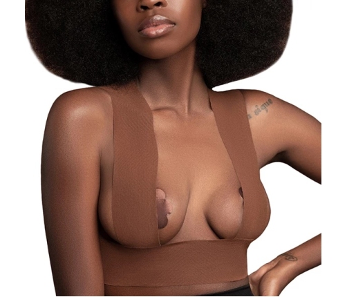 Bye Bra Body Tape 6.5cm x 5m & Satin Covers Brown - Wide, Waterproof, One Size