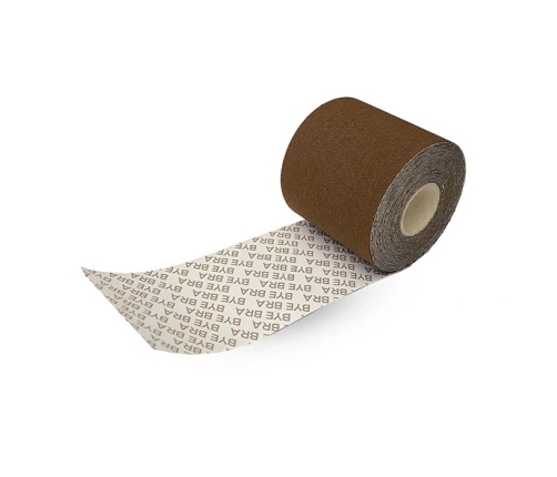 Bye Bra Body Tape 6.5cm x 5m & Satin Covers Brown - Wide, Waterproof, One Size