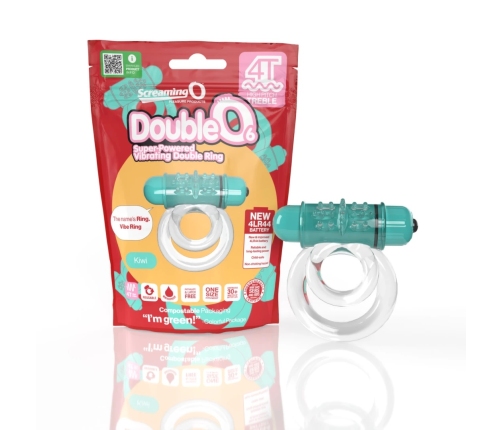 The Screaming O 4T DoubleO 6 Kiwi Vibrating Dual Ring Eco Packaging