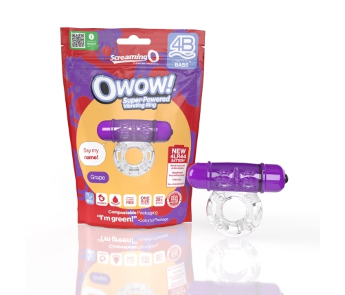 The Screaming O 4B OWow Ring Vibrator Grape - 5 Modes Waterproof SEBS