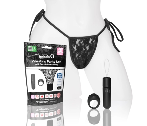 The Screaming O My Secret 4T Black Panty Set with Remote Control