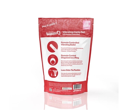 The Screaming O My Secret 4T Panty Vibe Rechargeable Red Lace Set