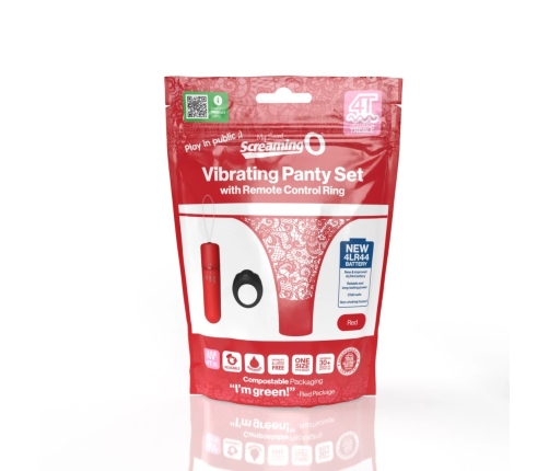 The Screaming O My Secret 4T Panty Vibe Rechargeable Red Lace Set