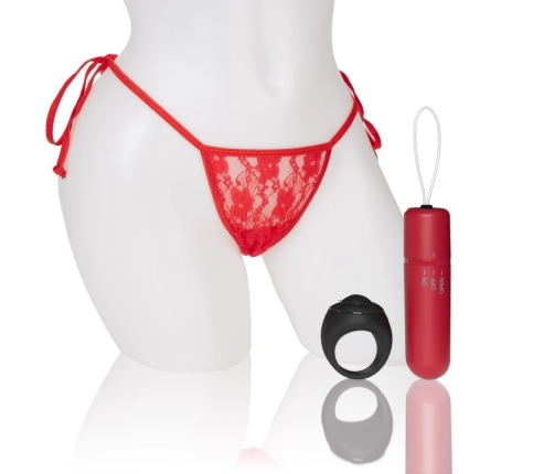 The Screaming O My Secret 4T Panty Vibe Rechargeable Red Lace Set