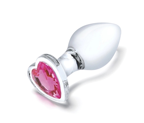 Glas Heart Jewel Glass Plug Set 3 pcs - Graduated Sizes, Red Base Accent