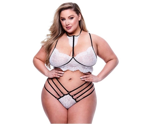 Baci - 2pc Strappy Lace Bra & Panty Set Queen