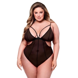 Baci Queen Mesh Monokini Teddy Black - Open Cut Design, Plus Size Baci Queen Mesh Monokini Teddy Black - Open Cut Design, Plus Size