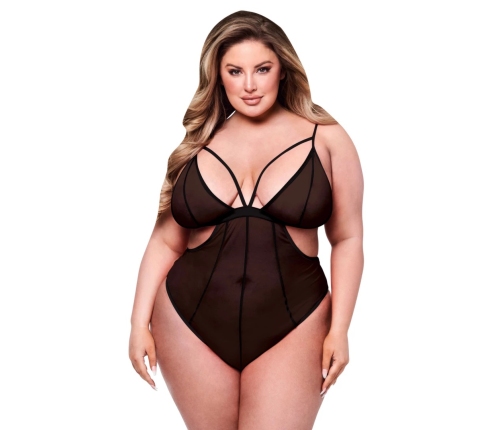 Baci - Sexy Crotchless Mesh Teddy Black Queen