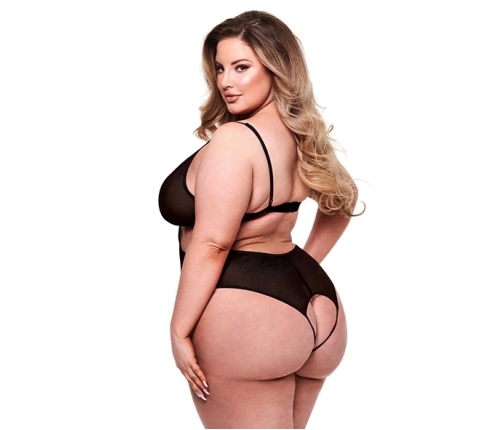 Baci - Sexy Crotchless Mesh Teddy Black Queen