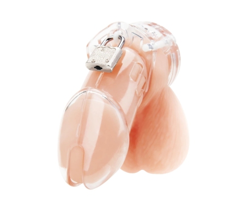 Blueline Acrylic Transparent Chastity System with Lock - Ergonomic Design