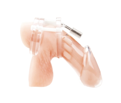 Blueline Acrylic Transparent Chastity System with Lock - Ergonomic Design
