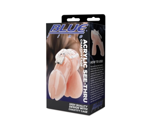 Blueline Acrylic Transparent Chastity System with Lock - Ergonomic Design
