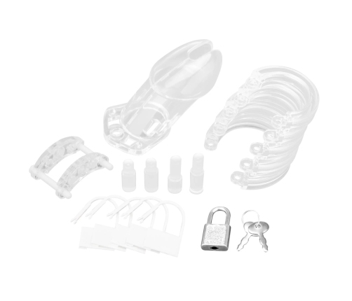 Blueline Acrylic Transparent Chastity System with Lock - Ergonomic Design