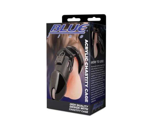 Blueline Acrylic Black See-Thru Male Chastity System with Lock