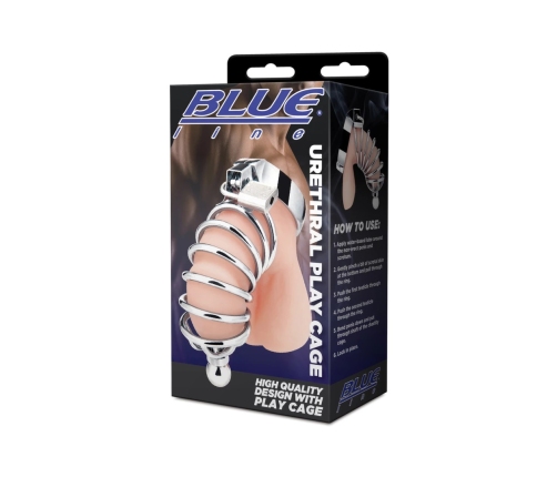 Blueline Stainless Steel Cage with Perineal Extension, Metal, Silver