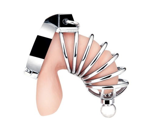 Blueline Stainless Steel Cage with Perineal Extension, Metal, Silver