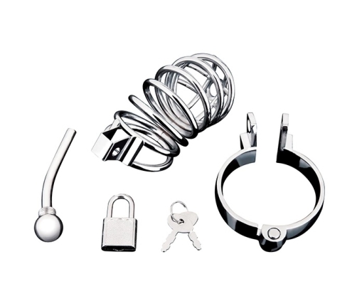 Blueline Stainless Steel Cage with Perineal Extension, Metal, Silver