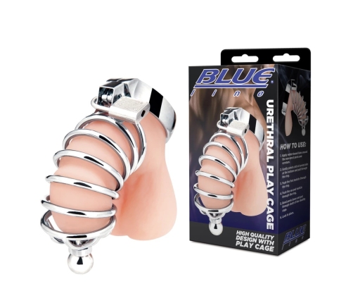 Blueline Stainless Steel Cage with Perineal Extension, Metal, Silver