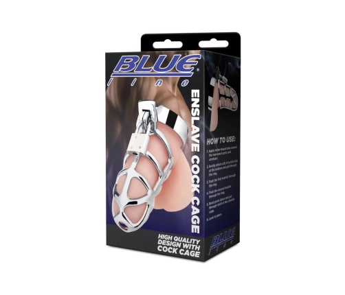 Blueline Enslave Stainless Steel Secure Chastity Cage System