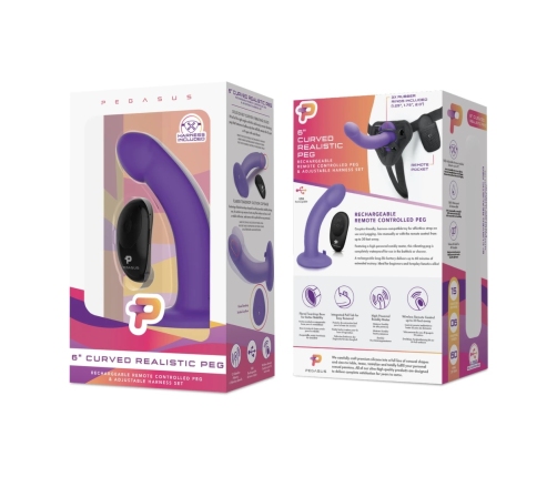 Pegasus 6'' Silicone Curved Peg - Adjustable Harness Set, Black