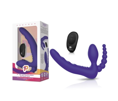 Pegasus - 7âÂ RemoteÂ ControlÂ StraplessÂ D.P.Â SiliconeÂ StrapÂ on